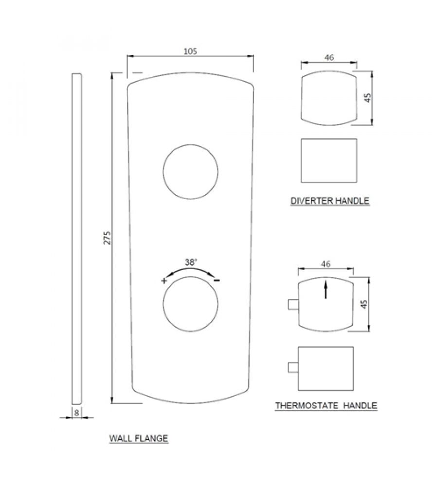 Aquamax Exposed Part Kit of Thermostatic Shower Mixer - Chrome|KUP-35661KPM