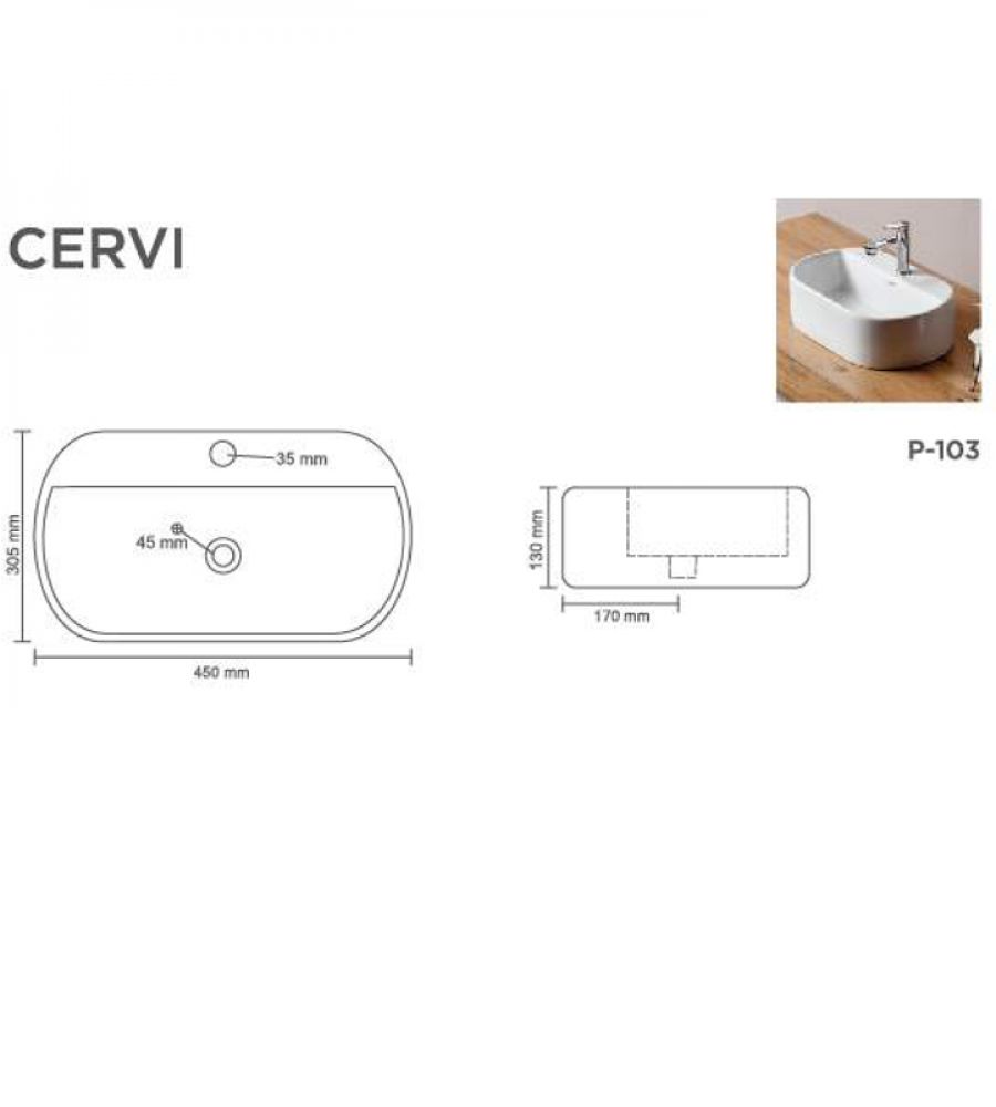 CERVI V-6027 Table Top Basin | Glossy