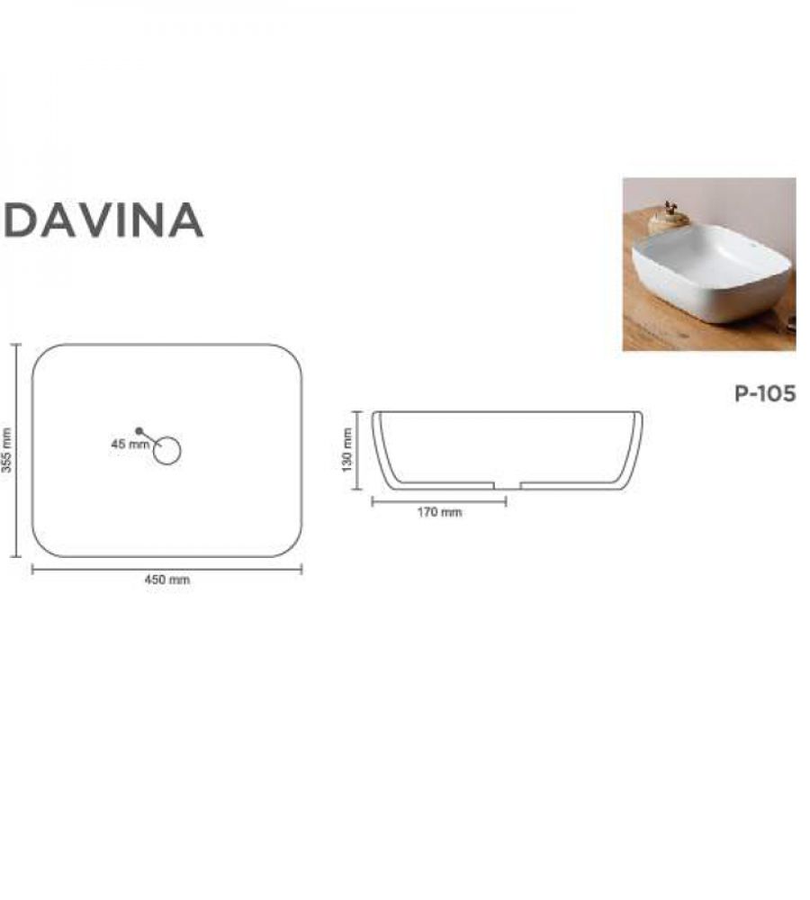 DAVINA V-6045 Table Top Basin | Glossy