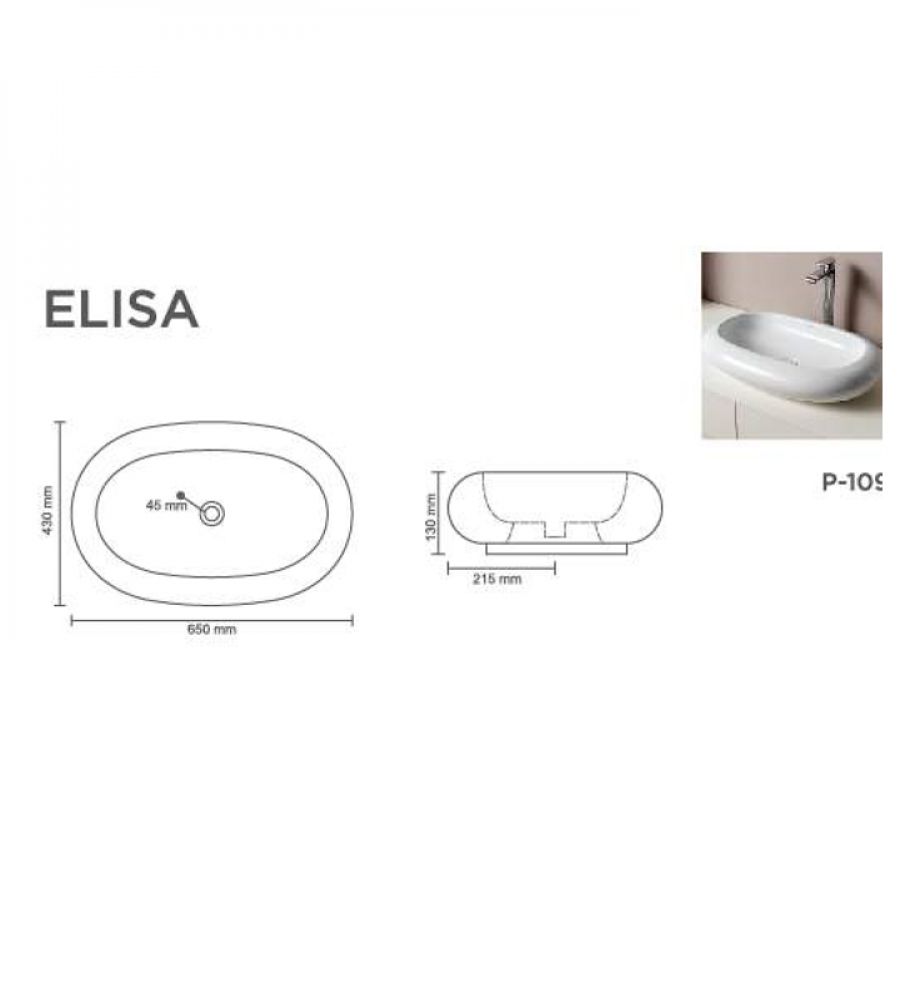 ELISA V-6004 Table Top Basin | Glossy