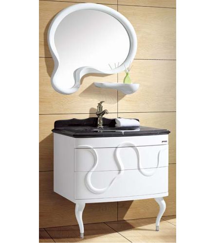NP-1012 Bathroom Vanity with Washbasin, mirror and self | PVC Floor Mounted Vanity