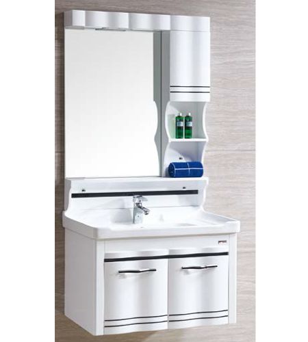 NP-1018 Bathroom Vanity with Washbasin, mirror and Side cabinet | PVC Wall Mounted vanity