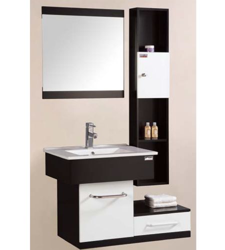 NP-6008 Bathroom Vanity Wall Mounted PVC With Washbasin, mirror and Side cabinet