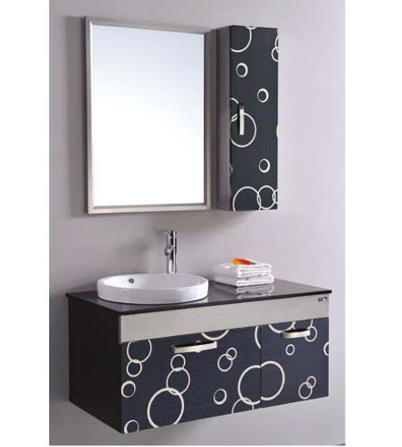 NS-137 Bathroom Vanity Stainless Steel Vanity with mirror and Side Cabinet