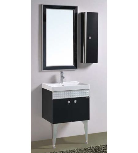 NS-190 Bathroom Vanity With Mirror and side cabinet | stainless steel wall mounted vanity