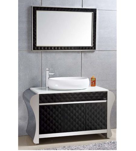 NS-230 Bathroom Vanity With Table top basin and mirror | floor mounted Stainless steel vanity