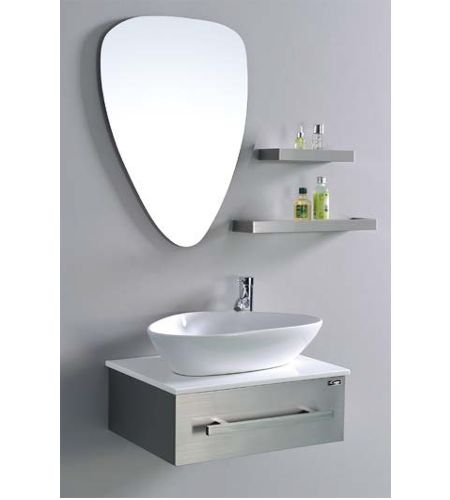 NS-8101 Bathroom Vanity Stainless Steel Wall mounted vanity with Mirror, Shelves and Designer Table top basin
