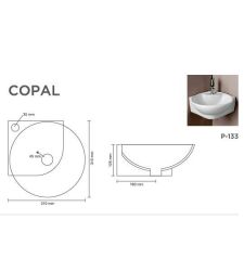 COPAL V-3011 Wall Hung Corner Basin | Wall Mounted | Corner Basin Gloss