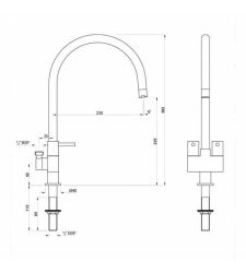 Sink Cock|FLR-5355N |with Provision for Connection to RO from rear side & Swinging Spout