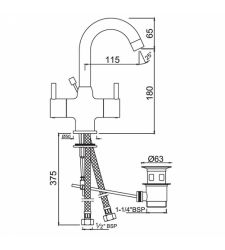 Sink Mixer'| FLR-5169NB| Central Hole Basin|