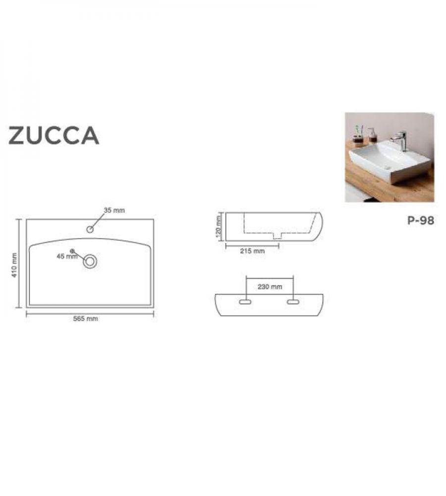 ZUCCA V-6015 Table Top Basin | Glossy Collection  |